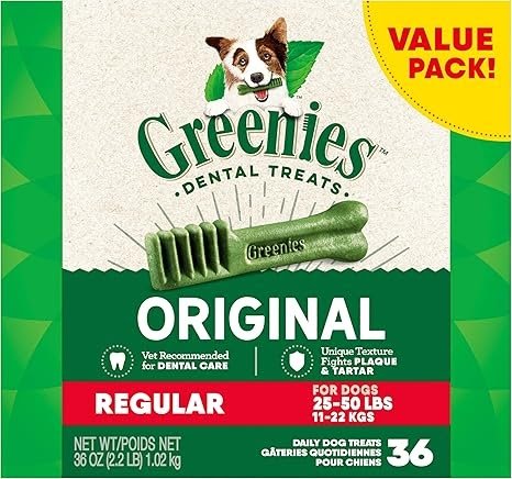 Greenies Original Regular Natural Dog Dental Care Chews Oral Health Dog Treats, 36 Count (Pack of 1) #1 Top Rate